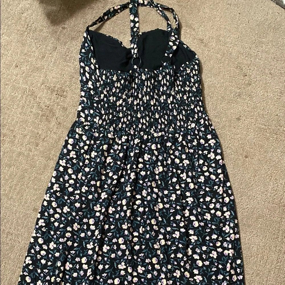 Floral Midi Dress with Smocking & Crisscross Back Size 7/9 Summer Stretch